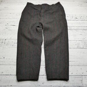 Vintage Eddie Bauer Wool Pants Mens 38x29 Gray Red Plaid Talon Zip Brace Buttons